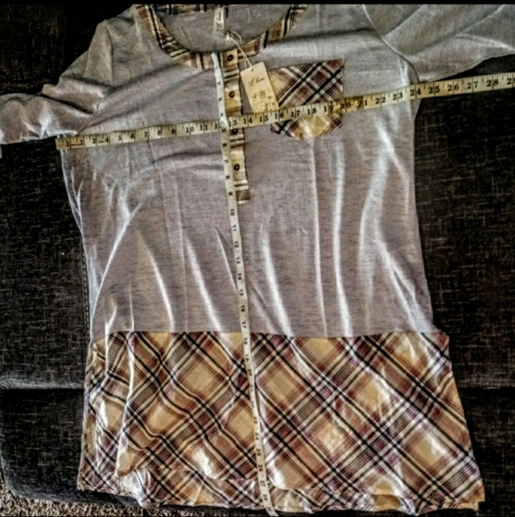 Love Top Size 2X Plaid High Low Hip Slit NWT - Picture 12 of 13